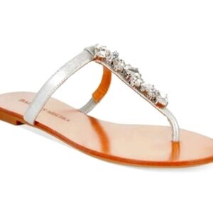 BADGLEY MISCHKA Baldan Silver Embellished Sandals Flats Crystal